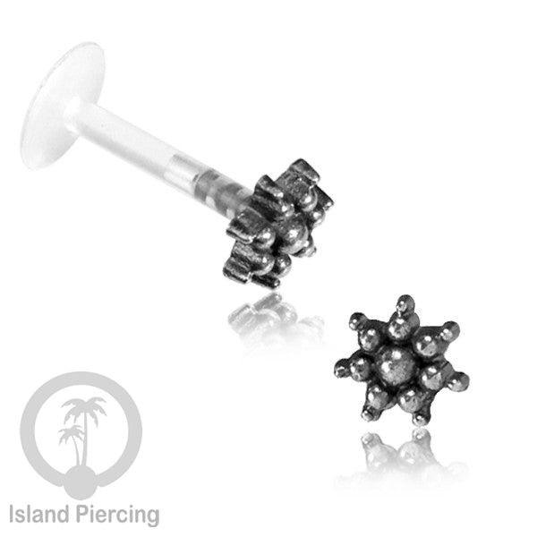 Piercing Silver 925 dengan Bio-Plastic Labret cocok untuk Tragus, Daith dan Flat piercing