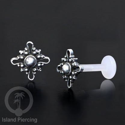Piercing Silver 925 dengan Bio-Plastic Labret cocok untuk Tragus, Daith dan Flat piercing