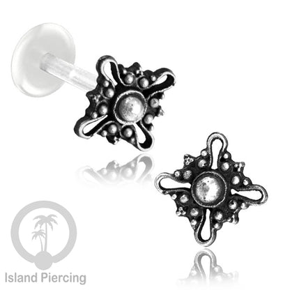 Piercing Silver 925 dengan Bio-Plastic Labret cocok untuk Tragus, Daith dan Flat piercing