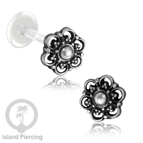 Piercing Silver 925 dengan Bio-Plastic Labret cocok untuk Tragus, Daith dan Flat piercing
