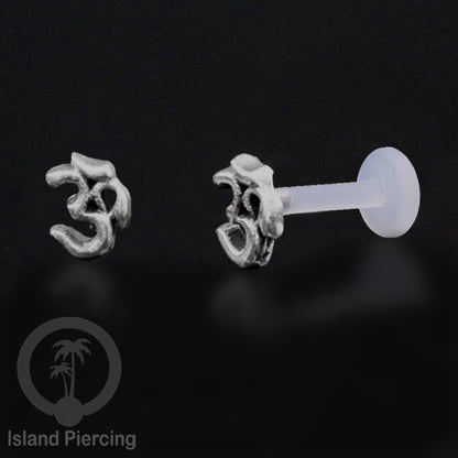 Piercing Silver 925 dengan Bio-Plastic Labret cocok untuk Tragus, Daith dan Flat piercing