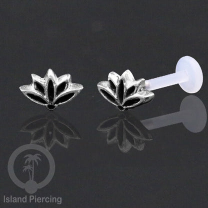 Piercing Silver 925 dengan Bio-Plastic Labret cocok untuk Tragus, Daith dan Flat piercing