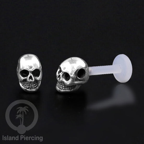 Silver Labret Body Piercing Jewelry, Anting Tindik Perak murni dengan batang labret Bioplastik sistem push