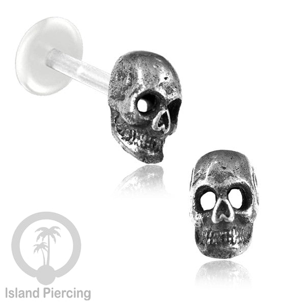 Silver Labret Body Piercing Jewelry, Anting Tindik Perak murni dengan batang labret Bioplastik sistem push