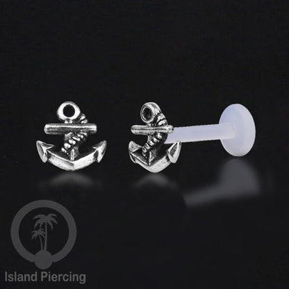 Silver Labret Body Piercing Jewelry, Anting Tindik Perak murni dengan batang labret Bioplastik sistem push
