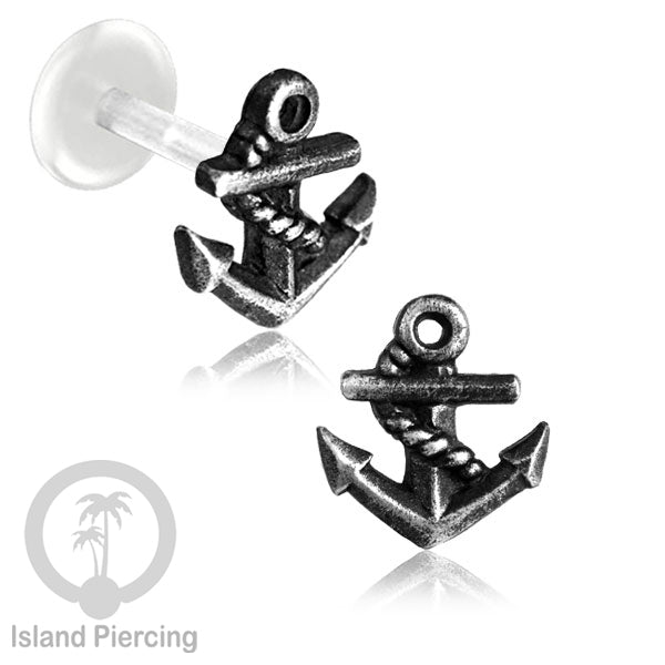 Silver Labret Body Piercing Jewelry, Anting Tindik Perak murni dengan batang labret Bioplastik sistem push
