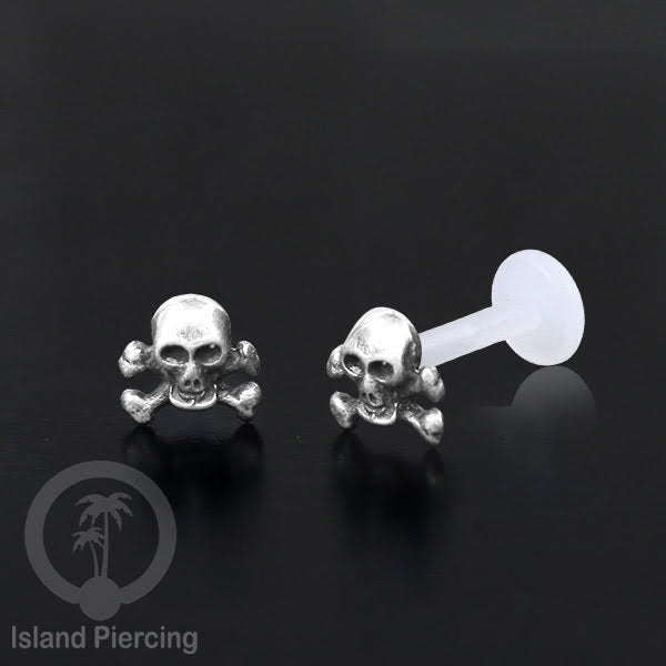 Silver Labret Body Piercing Jewelry, Anting Tindik Perak murni dengan batang labret Bioplastik sistem push