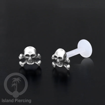 Silver Labret Body Piercing Jewelry, Anting Tindik Perak murni dengan batang labret Bioplastik sistem push