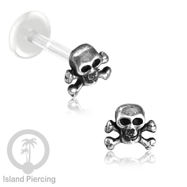 Silver Labret Body Piercing Jewelry, Anting Tindik Perak murni dengan batang labret Bioplastik sistem push