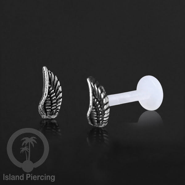 Silver Labret Body Piercing Jewelry, Anting Tindik Perak murni dengan batang labret Bioplastik sistem push