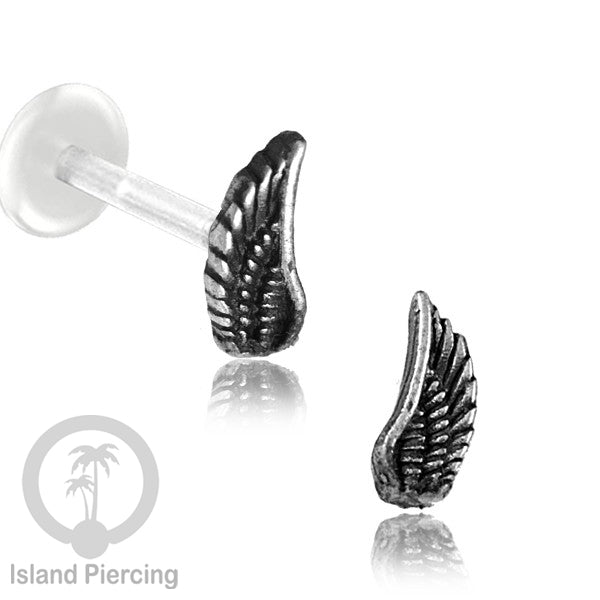Silver Labret Body Piercing Jewelry, Anting Tindik Perak murni dengan batang labret Bioplastik sistem push