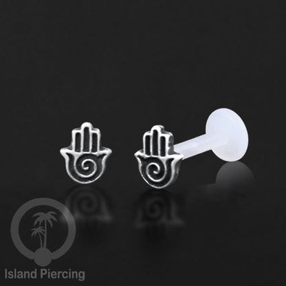 Anting Tindik Perak murni dengan Labret Bioplastik. Bioplastic Sterling Silver Labret Body Jewelry