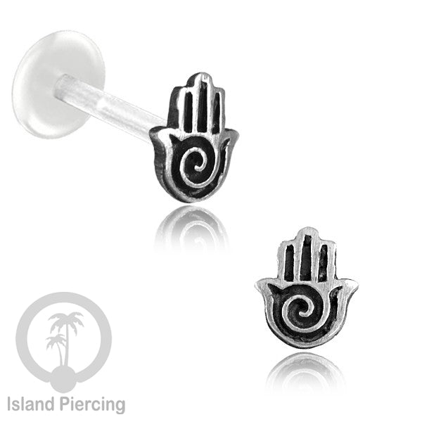 Anting Tindik Perak murni dengan Labret Bioplastik. Bioplastic Sterling Silver Labret Body Jewelry