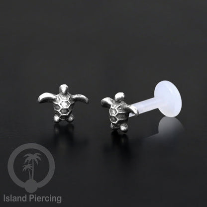 Anting Tindik Perak murni dengan Labret Bioplastik. Bioplastic Sterling Silver Labret Body Jewelry