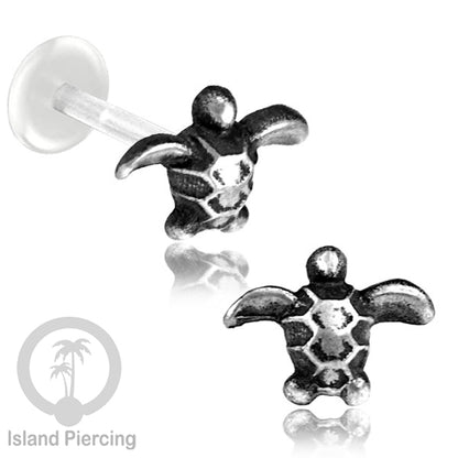 Anting Tindik Perak murni dengan Labret Bioplastik. Bioplastic Sterling Silver Labret Body Jewelry