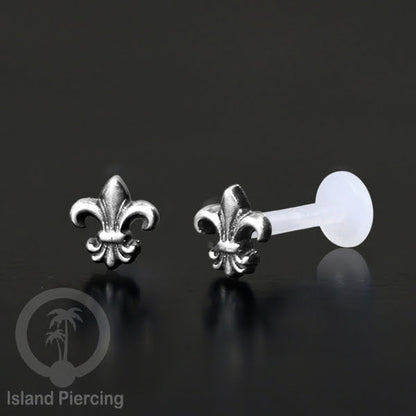 Anting Tindik Perak murni dengan Labret Bioplastik. Bioplastic Sterling Silver Labret Body Jewelry