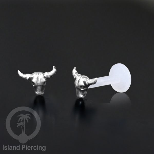 Anting Tindik Perak murni dengan Labret Bioplastik. Bioplastic Sterling Silver Labret Body Jewelry