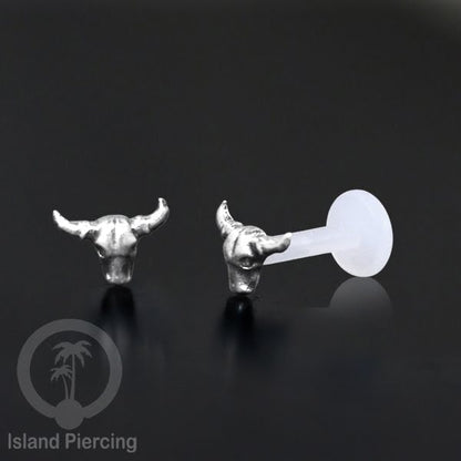 Anting Tindik Perak murni dengan Labret Bioplastik. Bioplastic Sterling Silver Labret Body Jewelry