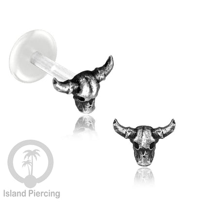 Anting Tindik Perak murni dengan Labret Bioplastik. Bioplastic Sterling Silver Labret Body Jewelry