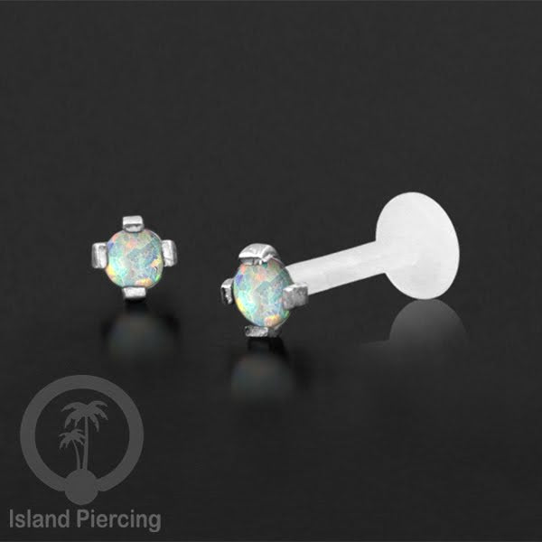 Anting Labret Silver asli dan batu, paku Bioplastik Sistem Push, 925 Silver Labret Piercing