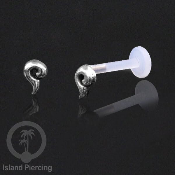 925 Sterling Silver Labret Piercings, Bioplastic push system, Anting Tindik Labret Perak asli