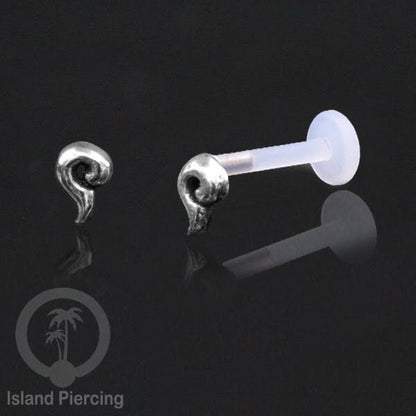 925 Sterling Silver Labret Piercings, Bioplastic push system, Anting Tindik Labret Perak asli