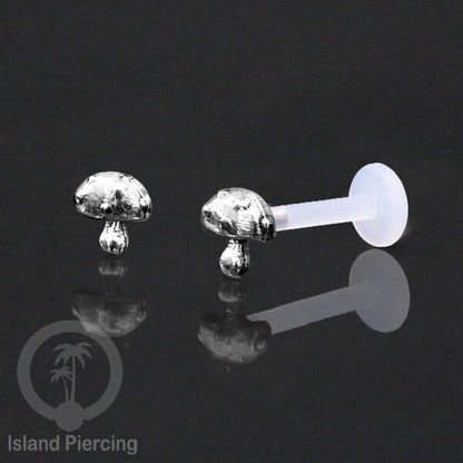 925 Sterling Silver Labret Piercings, Bioplastic push system, Anting Tindik Labret Perak asli