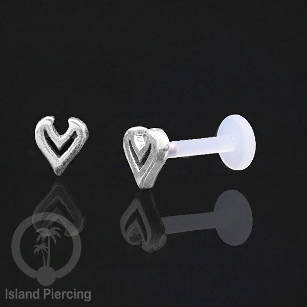 925 Sterling Silver Labret Piercings, Bioplastic push system, Anting Tindik Labret Perak asli