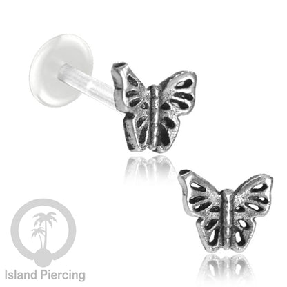 Tindik Labret Silver 925 asli dengan batang Bioplastik, Sterling Silver Labrets
