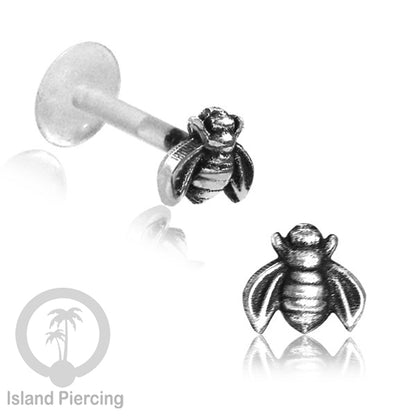 Tindik Labret Silver 925 asli dengan batang Bioplastik, Sterling Silver Labrets