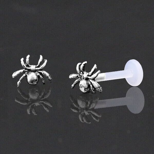 Tindik Labret Silver 925 asli dengan batang Bioplastik, Sterling Silver Labrets