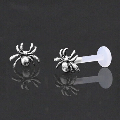 Tindik Labret Silver 925 asli dengan batang Bioplastik, Sterling Silver Labrets