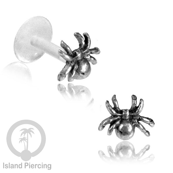Tindik Labret Silver 925 asli dengan batang Bioplastik, Sterling Silver Labrets