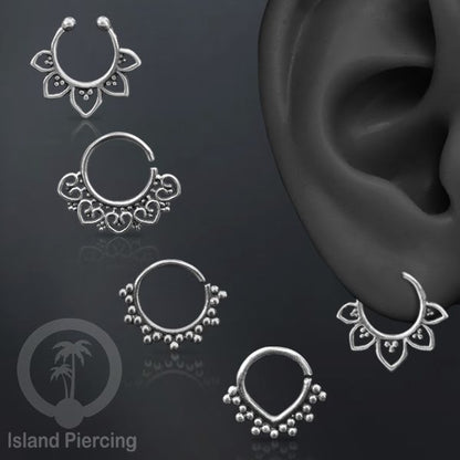 Septum Piercing dan Tindik Anting Perak 925 untuk telinga, Tragus, Daith dan Helix Piercing