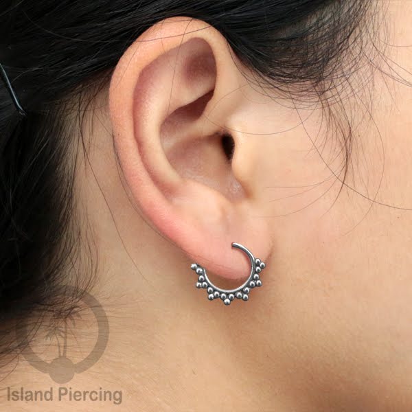 Septum Piercing dan Tindik Anting Perak 925 untuk telinga, Tragus, Daith dan Helix Piercing