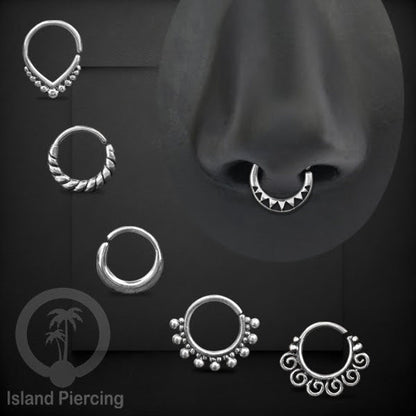 Septum Piercing dan Tindik Perak, 925 Silver, Tragus, Helix dan Daith Piercing 6,8,10mm