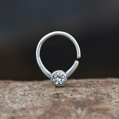 Septum Piercing Anting Perak, 925 Silver,Daith , Tragus dan Helix Piercing Batu