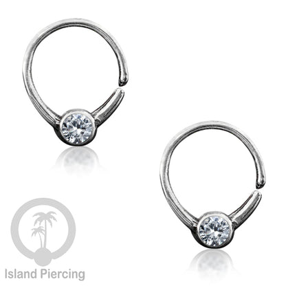 Septum Piercing Anting Perak, 925 Silver,Daith , Tragus dan Helix Piercing Batu