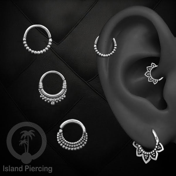 Septum Piercing dan Tindik Anting Perak, 925 Silver, Tragus, Daith dan Helix Piercing 6,8,10mm