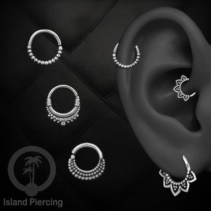 Septum Piercing dan Tindik Anting Perak, 925 Silver, Tragus, Daith dan Helix Piercing 6,8,10mm