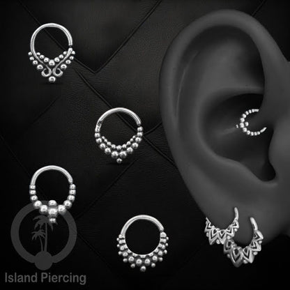 Septum Piercing dan Tindik Anting Perak, 925 Silver,Daith , Tragus dan Helix Piercing 6,8,10mm