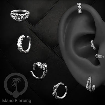 Piercing dan Tindik Anting Perak, 925 Silver, Daith, Tragus dan Helix Piercing 6 &amp; 8mm