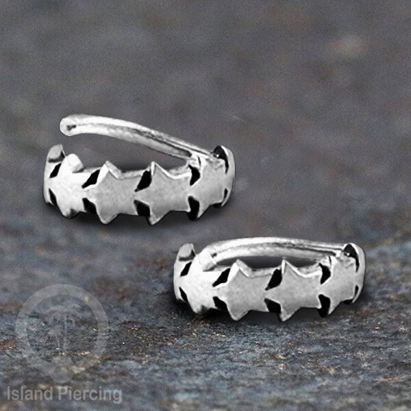 Piercing dan Tindik Anting Perak, 925 Silver, Daith, Tragus dan Helix Piercing 6 &amp; 8mm