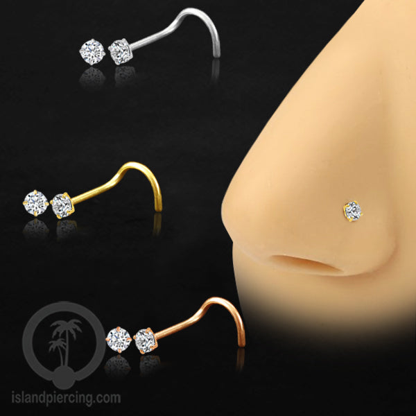 Nose screw piercing jewelry perhiasan hidung dengan banyak variasi Kristal Zirconia