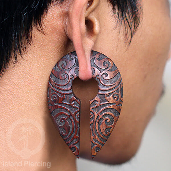Tindik Anting Piercing Kayu Sono Ear-weight untuk anting lubang besar ukiran tangan