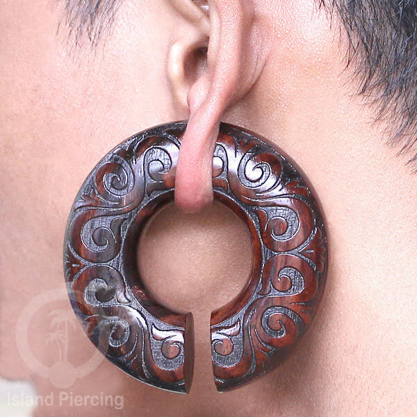 Tindik Anting Piercing Kayu Sono Ear-weight untuk anting lubang besar ukiran tangan