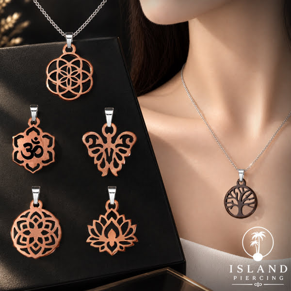 Perhiasan Stainless Kalung Liontin kecil warna Gold motif Bunga, Dragonfly, Kunci, Fairy, Butterfly, Spider