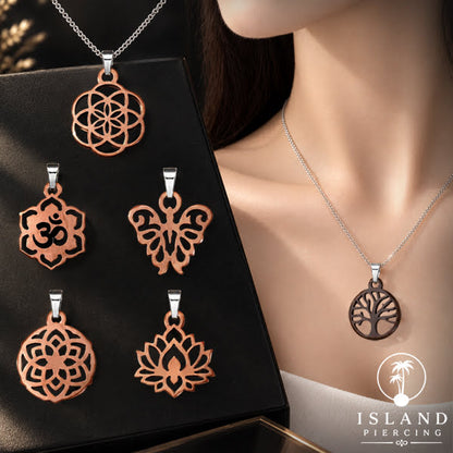 Perhiasan Stainless Kalung Liontin kecil warna Gold motif Bunga, Dragonfly, Kunci, Fairy, Butterfly, Spider