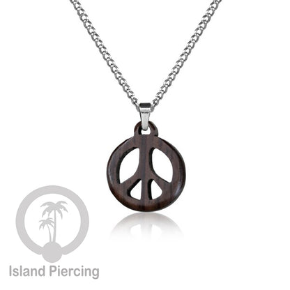 Kalung Tali Kulit dengan Liontin Kayu Popular Wood Pendant Necklace Spiral Peace Cross