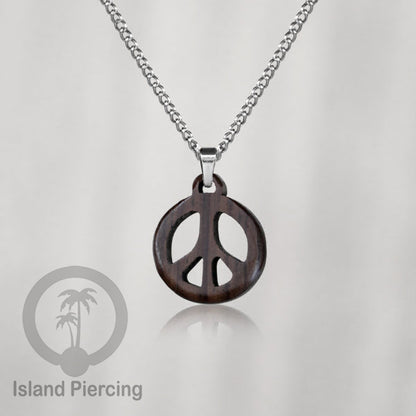 Kalung Tali Kulit dengan Liontin Kayu Popular Wood Pendant Necklace Spiral Peace Cross